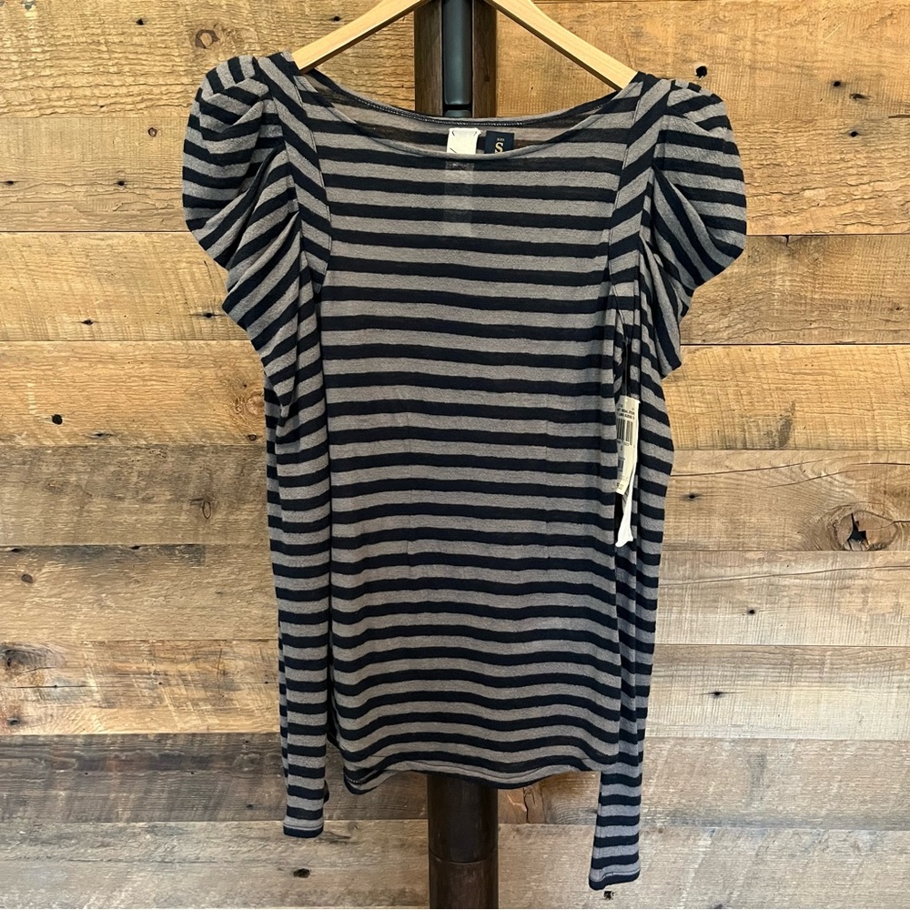 *SOLD* BIRD BY JUICY COUTURE, NWT Bright Regal Stripe Puff Long Sleeved Top, S